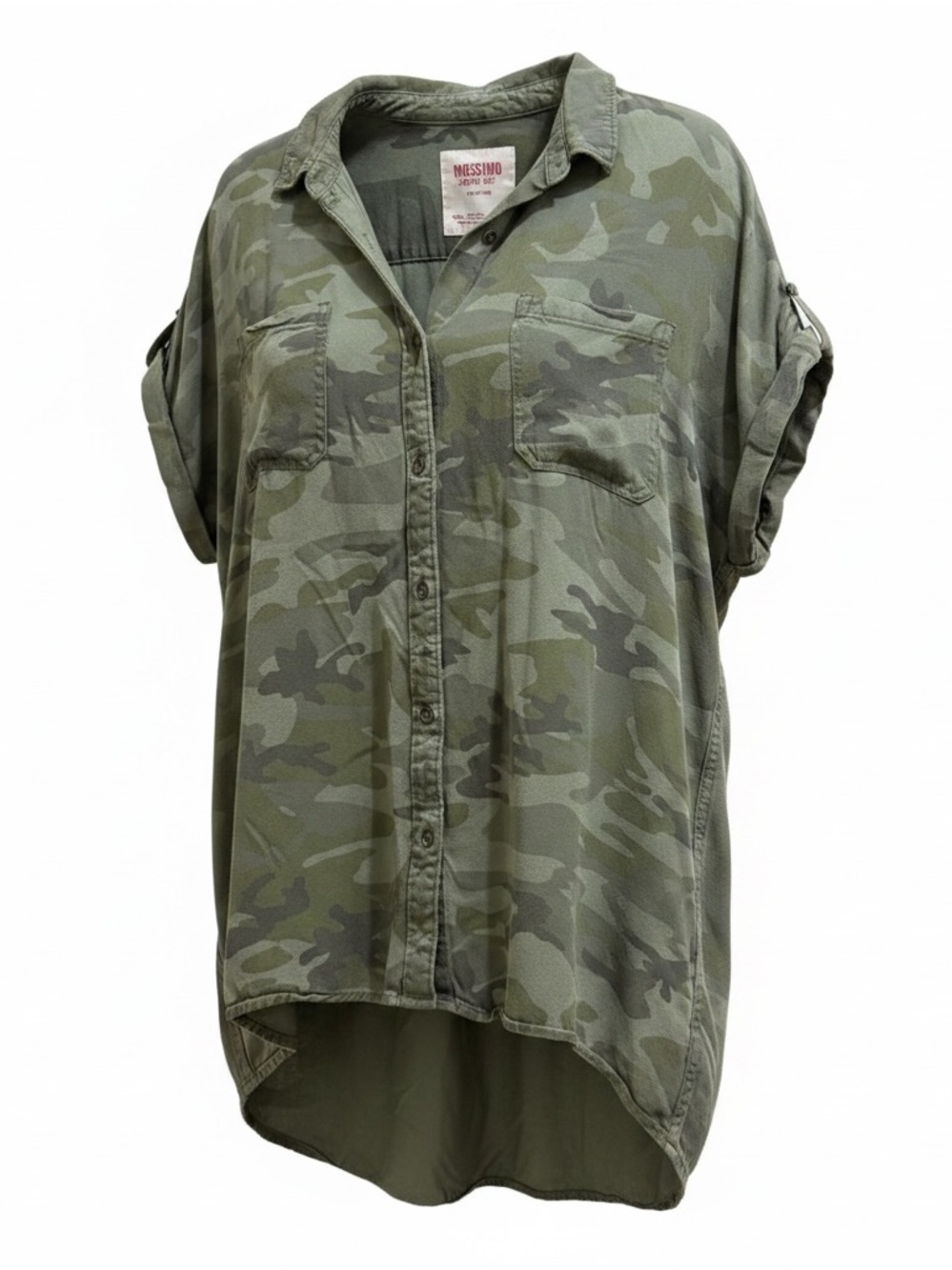 Mossimo Supply Co. Olive Green Camo Button-Up Shirt